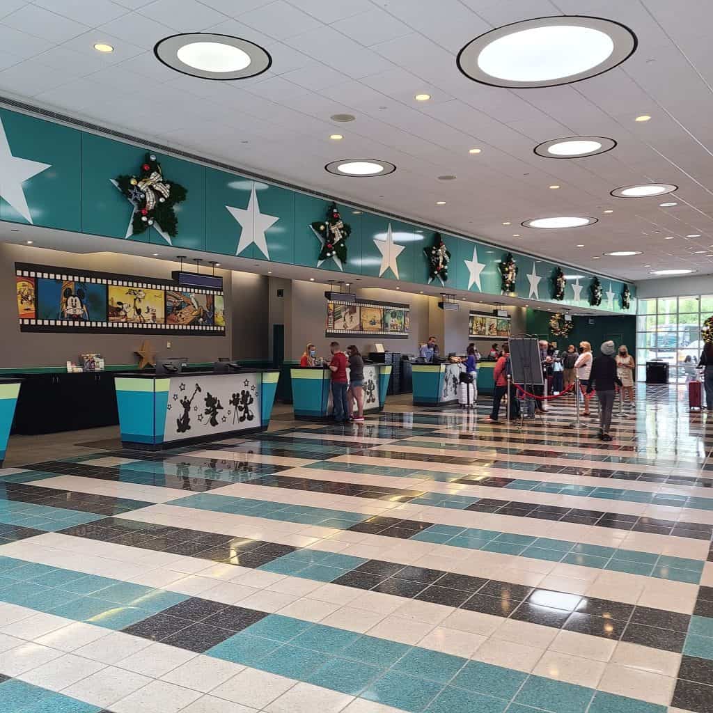The lobby welcomes guests to Disney's All-Star Movies!