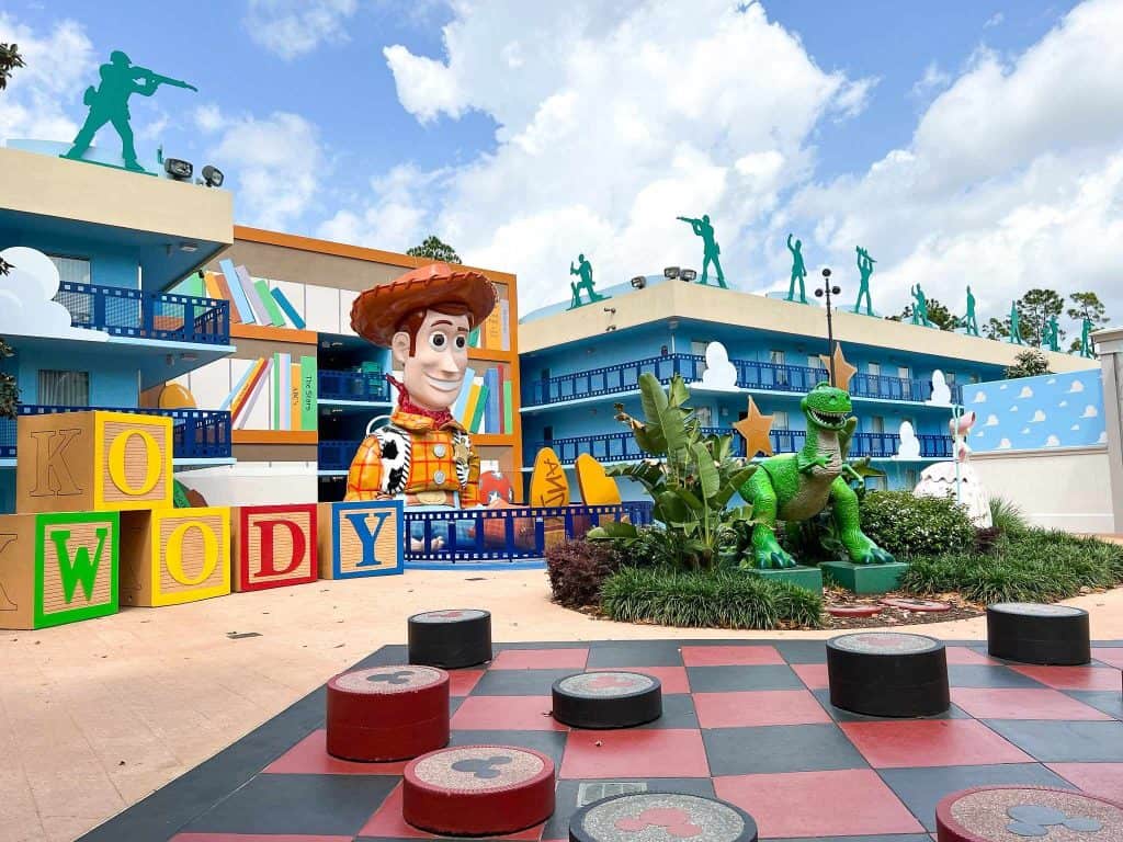 The Toy Story area of Disney's All Star Movies Resort is larger than life.
