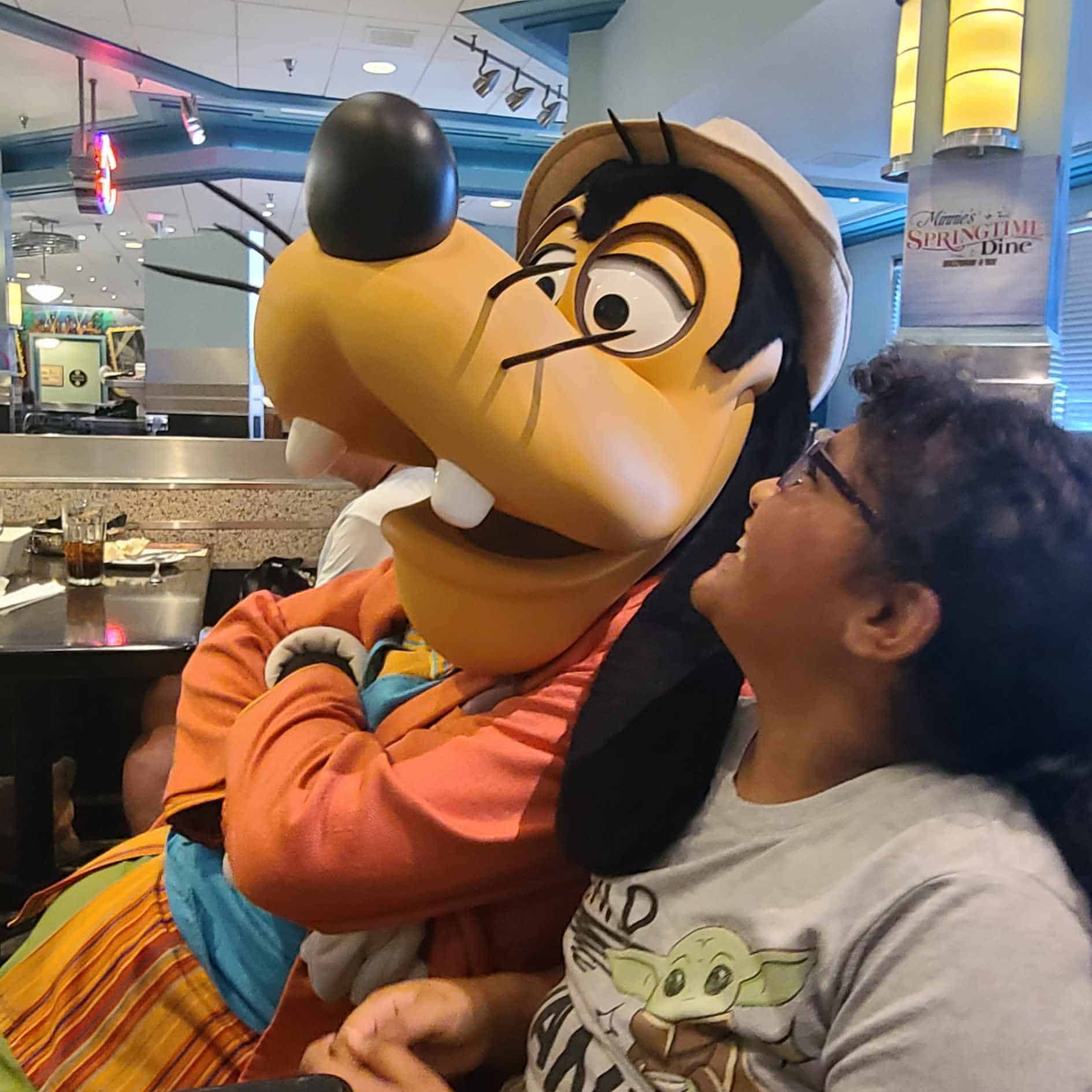 Sharing some Disney jokes with Goofy.