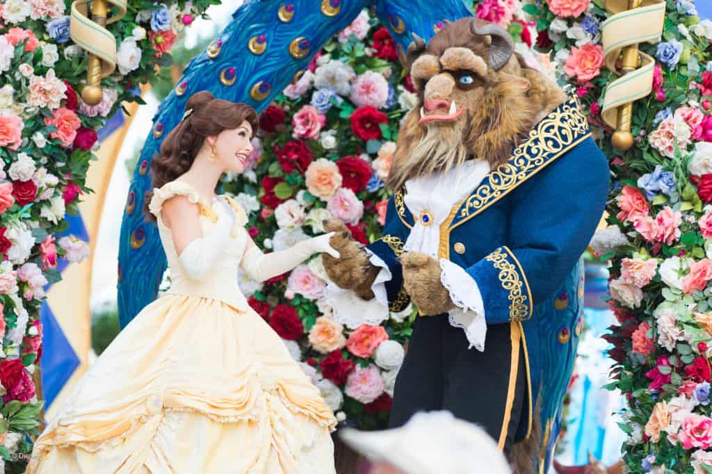 Belle and the Beast in the Festival of Fantasy Parade