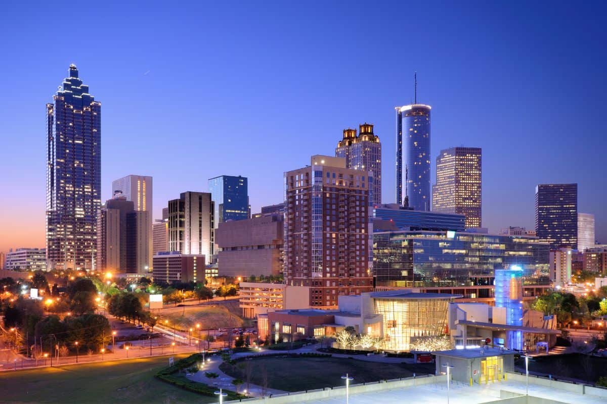 Atlanta skyline at night.