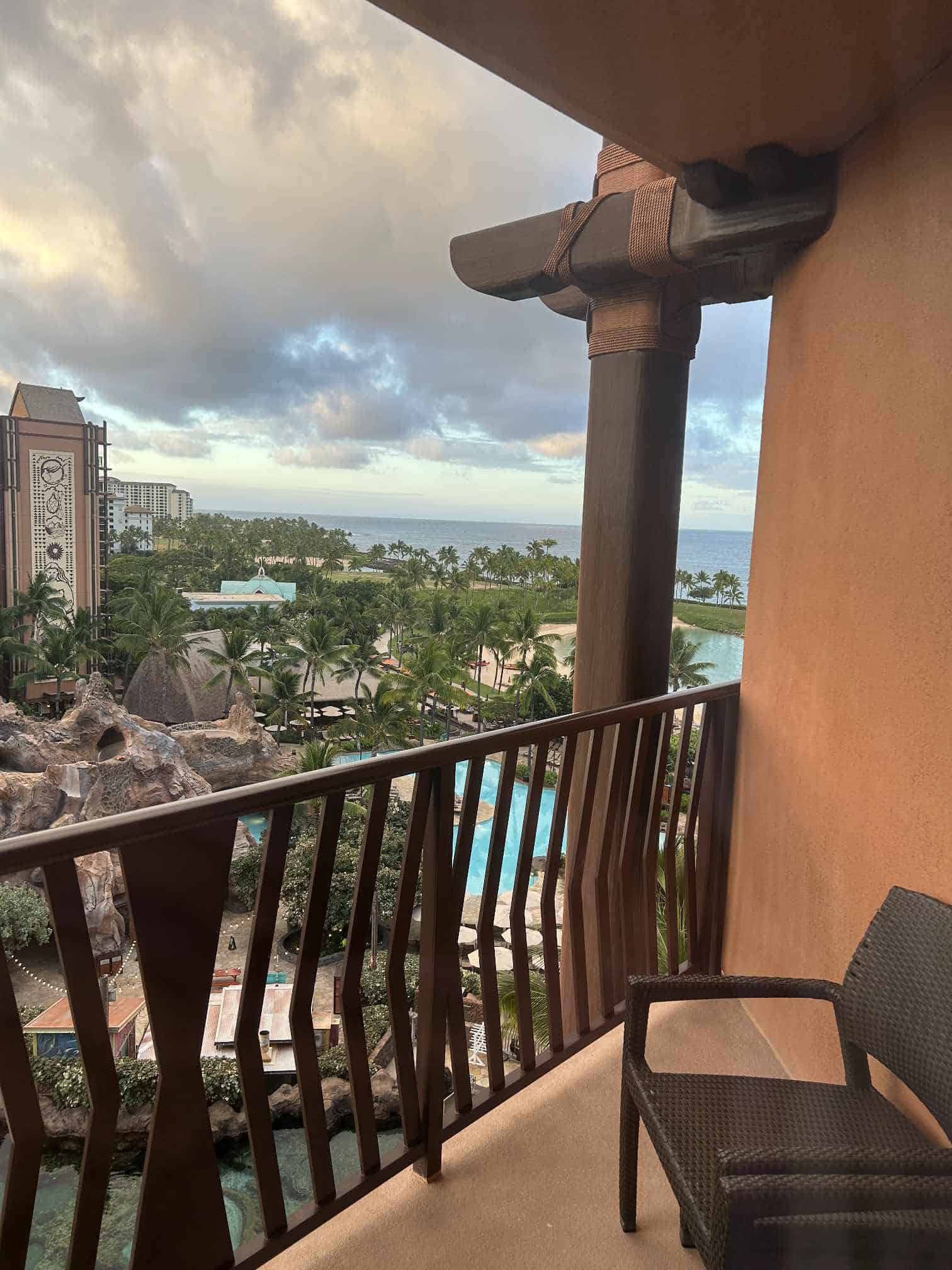 The view from the balcony at Disney's Aulani Resort.
