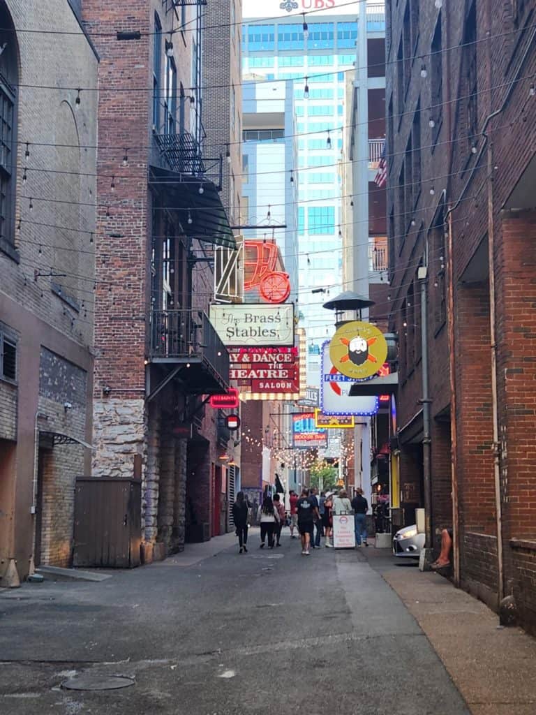 Printers Alley in Nashville is a spot to hit on your Tennessee road trip itinerary.
