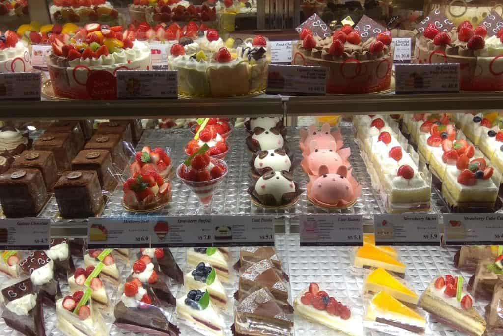 A case of delicious sweet treats from the bakery.