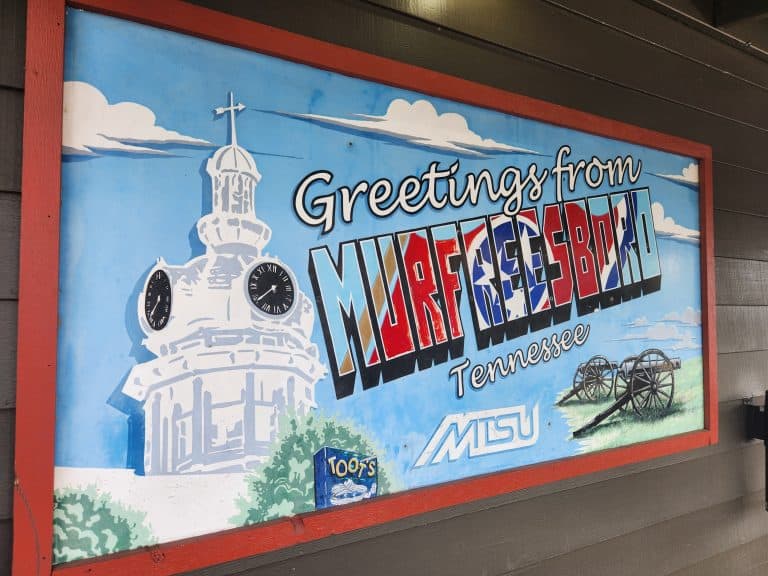 Murfreesboro sign outside of Toot's on Broad Street.