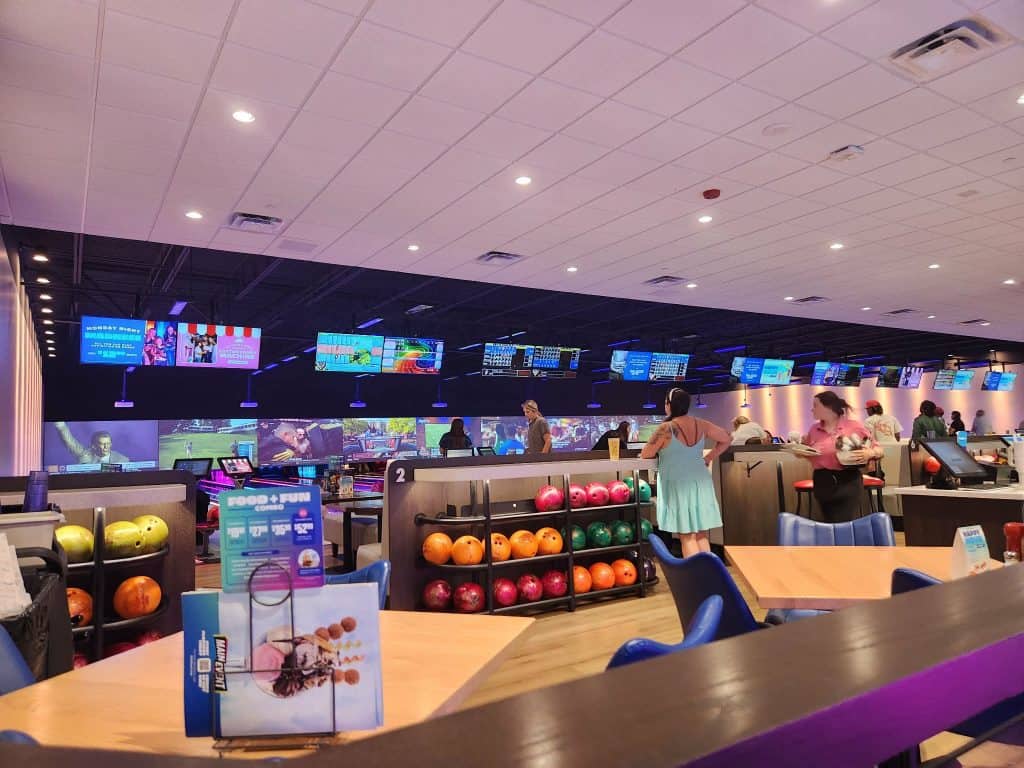 The bowling alley at Main Event Murfreesboro.