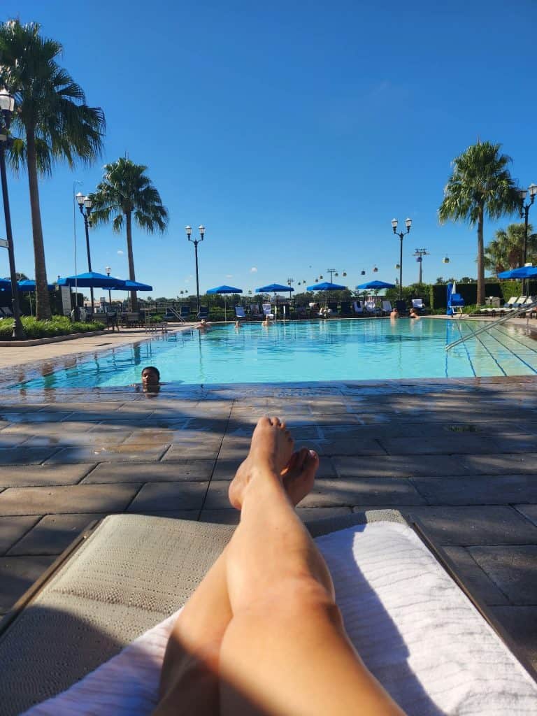 Relaxing poolside at Disney's Riviera Resort.