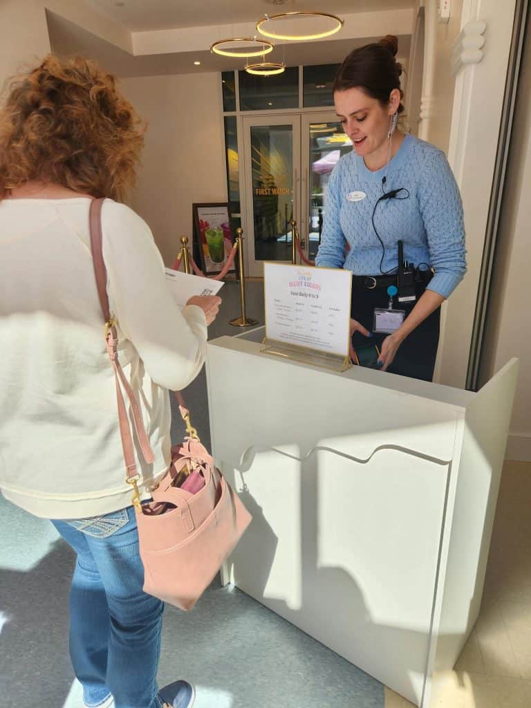 Guests checking into the museum for a tour.